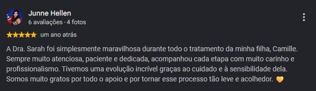 Print original da avaliação de Junne Hellen no Google
