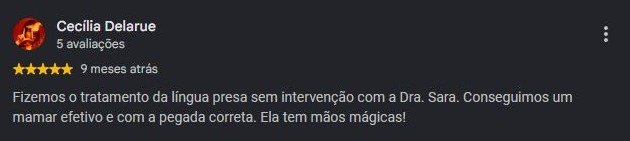 Print original da avaliação de Cecília Delarue no Google
