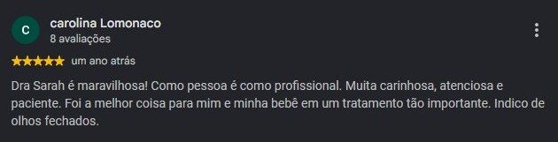 Print original da avaliação de carolina Lomonaco no Google
