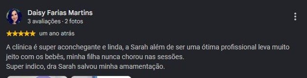 Print original da avaliação de Daisy Farias Martins no Google