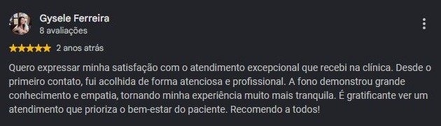 Print original da avaliação de Gysele Ferreira no Google