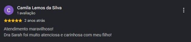 Print original da avaliação de Camila Lemos da Silva no Google