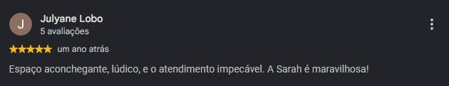 Print original da avaliação de Julyane Lobo no Google